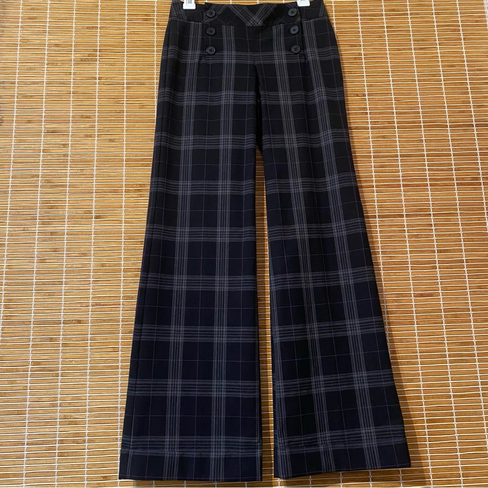 Express Plaid Wide-Leg Flare Pants